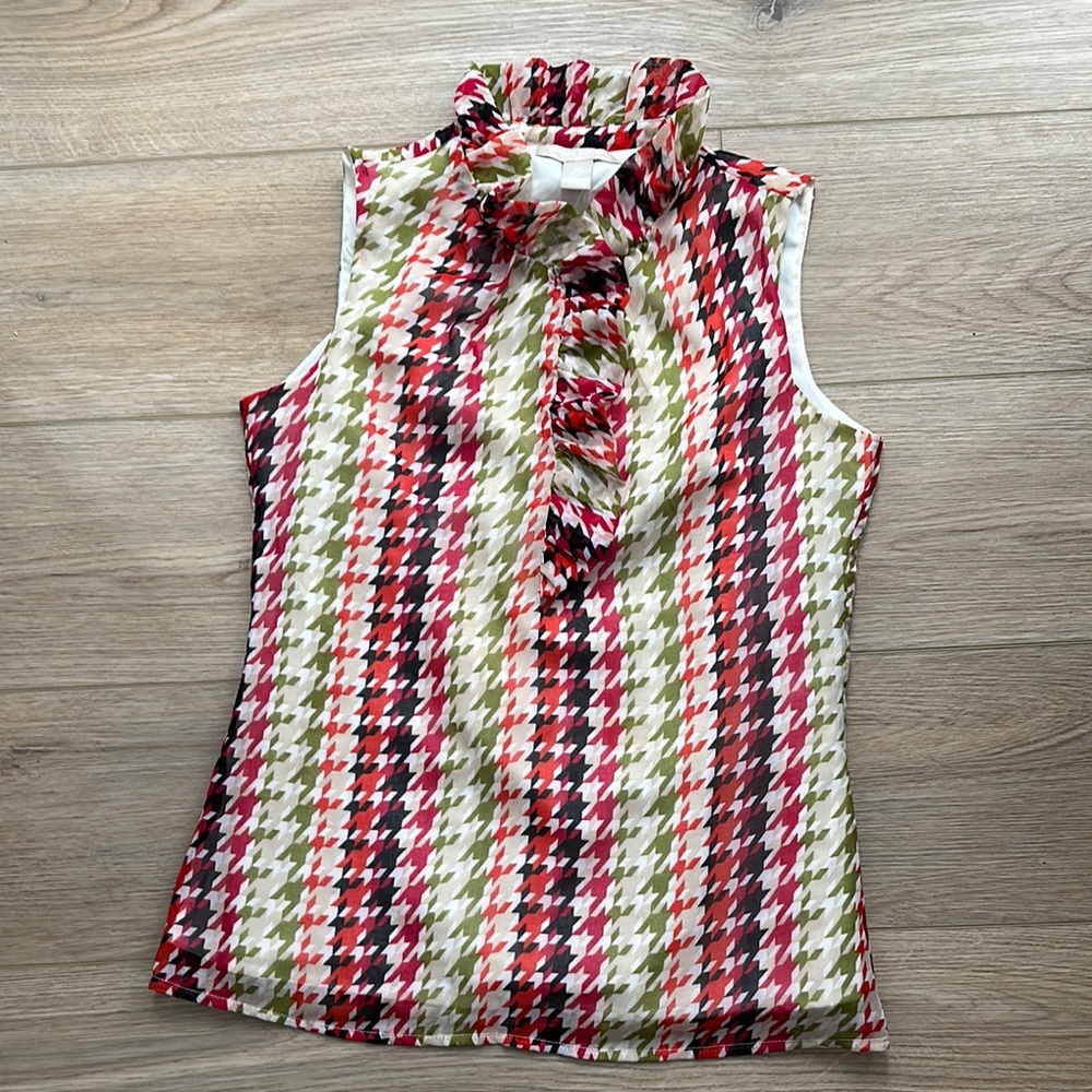Banana Republic multicolor houndstooth sleeveless blouse XS